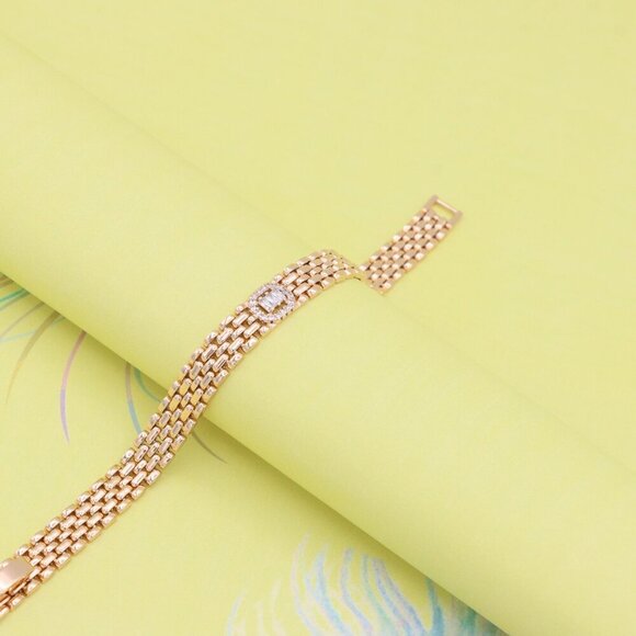 "Elegant Rose Gold Bracelet with Sparkling Central Crystal Accent, XPBL0935 - Picture 5 of 12